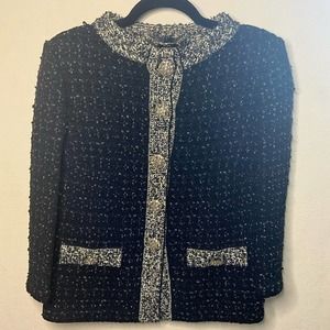 ST. JOHN COUTURE Women’s Tweed Black Gold Silver Shimmer Tweed. Sz 4.